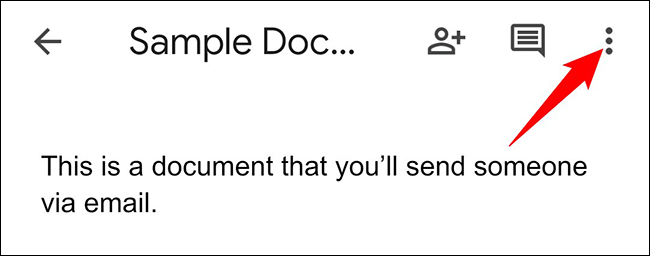 Toque nos três pontos no canto superior direito do Google Docs.