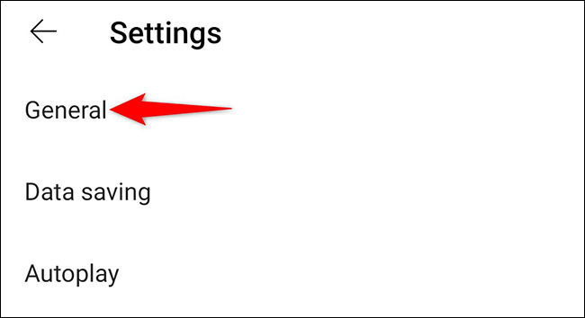 Toque em "Geral" na página "Configurações".