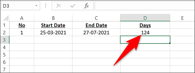 Dias entre as duas datas especificadas.