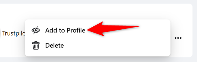 Clique nos três pontos ao lado de uma postagem e escolha "Adicionar ao perfil" no menu.