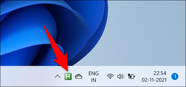 Cursor Hider do Windows na bandeja do sistema.