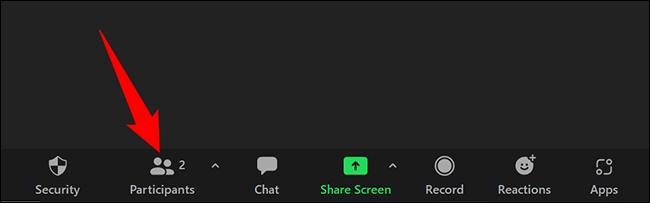Clique em "Participantes" na parte inferior da tela da reunião.