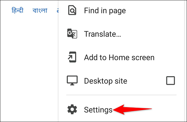 Toque em "Configurações" no menu do Chrome.