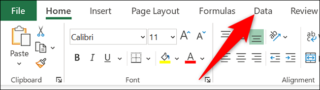 Clique na guia "Dados" no Excel.