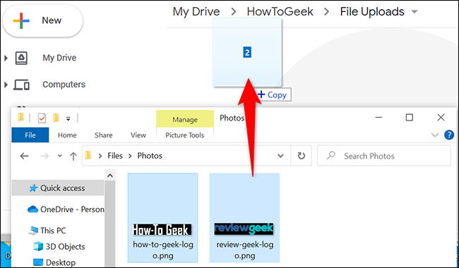 Faça upload de arquivos para o Google Drive arrastando e soltando.