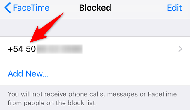 Números bloqueados no "FaceTime".