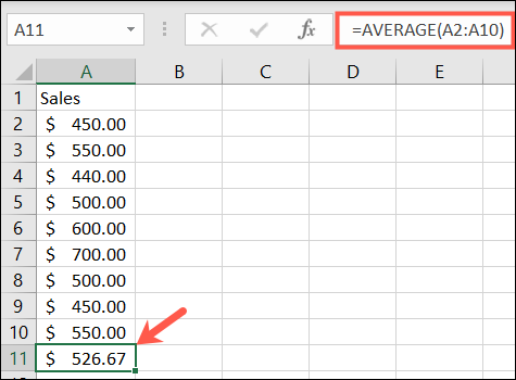 Função AVERAGE no Excel