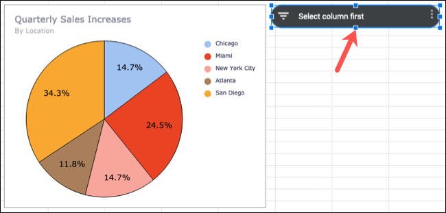 Slicer adicionado ao Planilhas Google