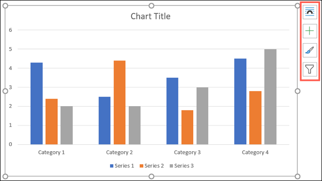 Botões de gráfico no Word no Windows