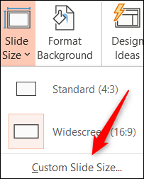 Clique em Tamanho de slide personalizado.