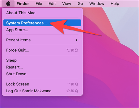 Clique no menu Apple no canto superior esquerdo e selecione "Preferências do Sistema" no Mac.