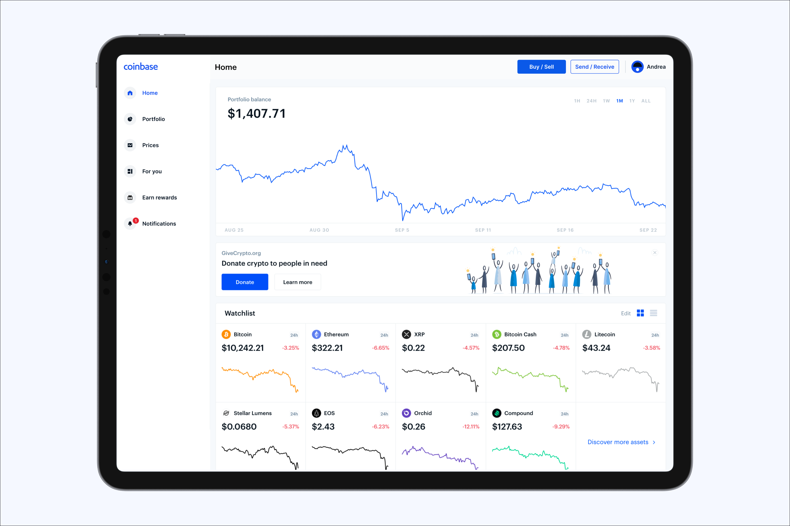 Interface Coinbase