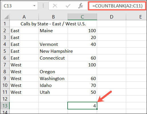 Resultado COUNTBLANK 