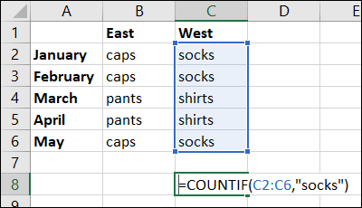 Fórmula de texto CONT.SE no Excel