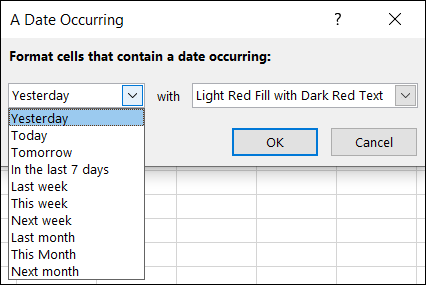 Selecione o tempo para a data