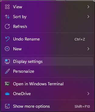 Configurações de exibição da área de trabalho do Windows 11