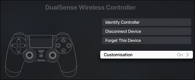 Opções de personalização do controlador sem fio DualSense.