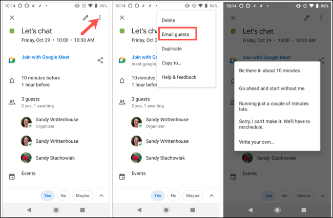 Enviar e-mail para convidados no Google Agenda no Android