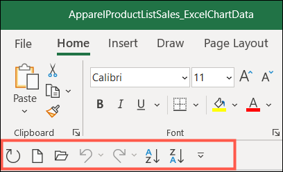 Barra de ferramentas de acesso rápido no Excel