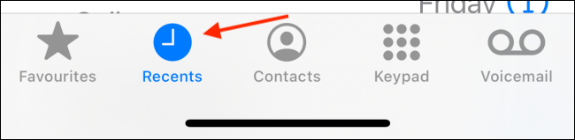 Vá para a guia Recentes no aplicativo Telefone