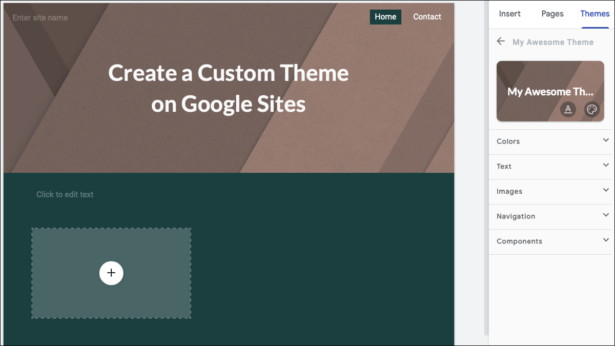 Tema personalizado do Google Sites