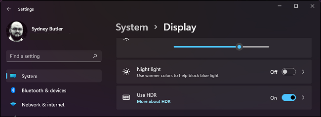 HDR Alternar Windows 11