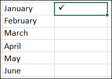 Marca de verificação no Excel