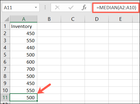 Função MEDIAN no Excel