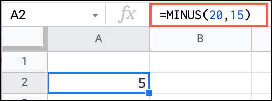 Subtraia os números com a função MENOS