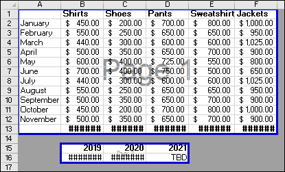 Pré-visualizar células não adjacentes