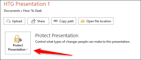 Clique na opção Proteger apresentação.