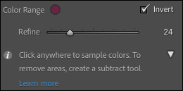 O controle deslizante de refinamento do Lightroom conforme aparece no programa.