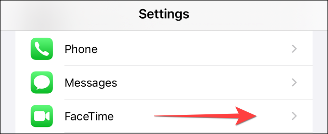 Selecione a seção "FaceTime" no aplicativo "Configurações".