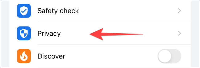 Selecione "Privacidade".
