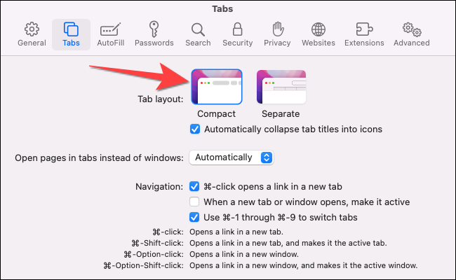 Selecione a opção "Compacto" para "Layout da guia".