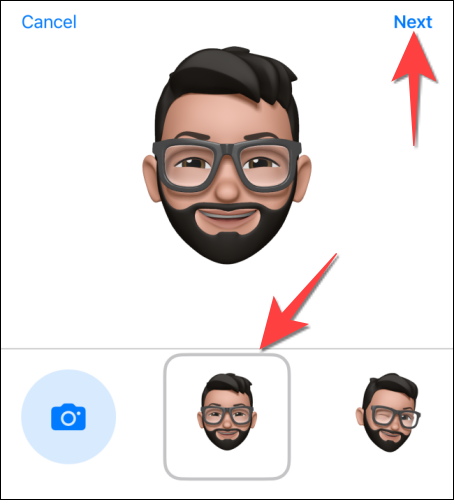 Selecione uma emoção para o Memoji e clique no botão "Avançar".