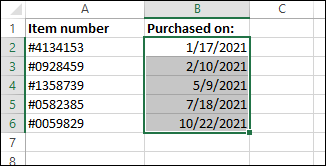 Células selecionadas no Excel.