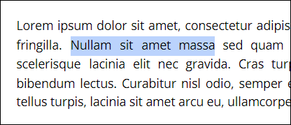 Texto selecionado no Google Docs.