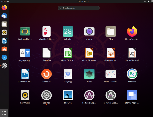 Mostrar aplicativos no Ubuntu