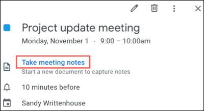 Clique em Take Meeting Notes