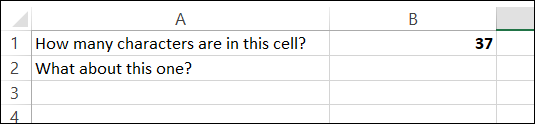 A contagem de caracteres da célula A1.