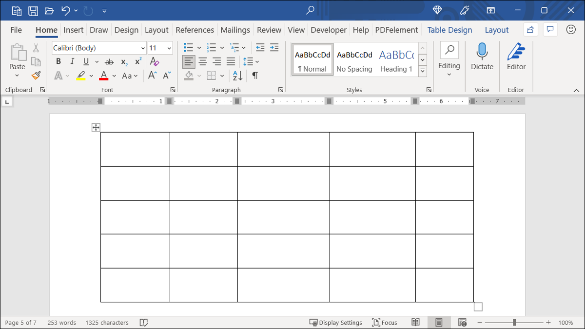 Tabela em Microsoft Word