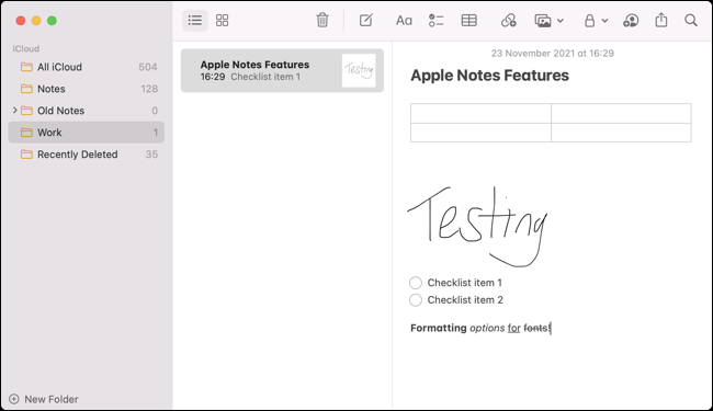 Apple Notes para Mac