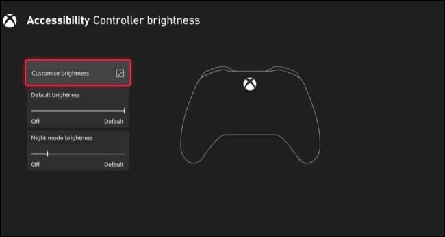 Escureça as luzes do controle no Xbox