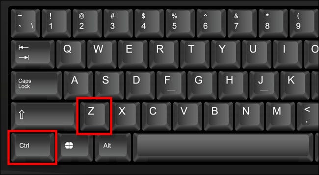 Para desfazer no Windows, pressione Ctrl + Z no teclado.