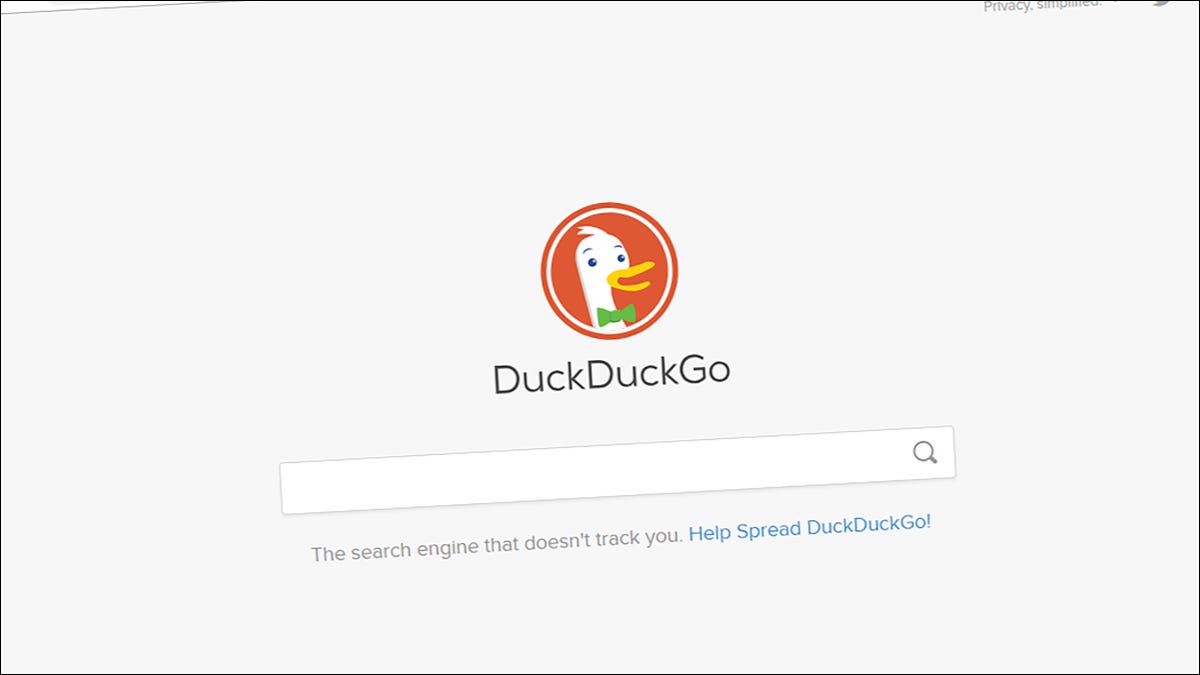 Página inicial do DuckDuckGo