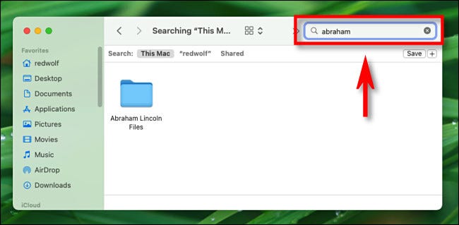 No Finder, use a barra de Pesquisa para procurar arquivos e pastas.
