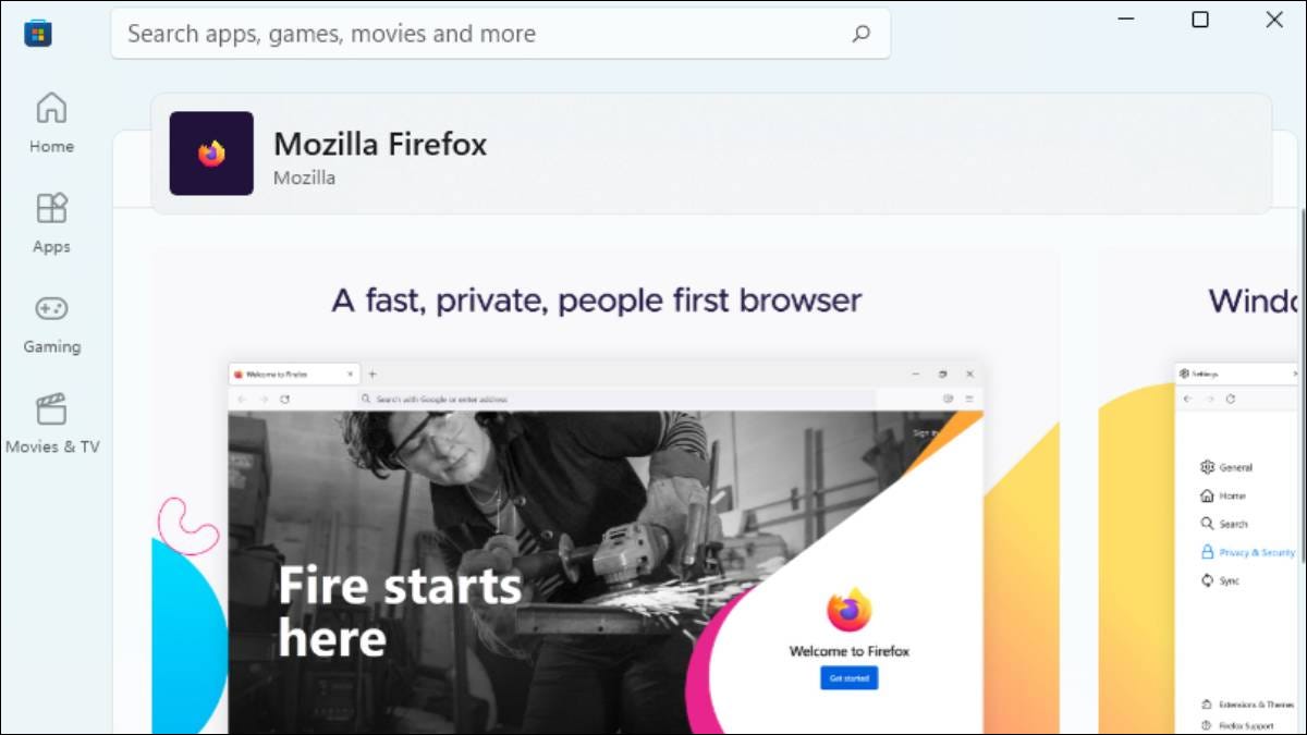 Firefox na Microsoft Store
