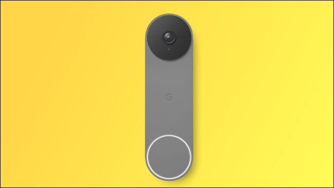 Campainha Google Nest em fundo amarelo