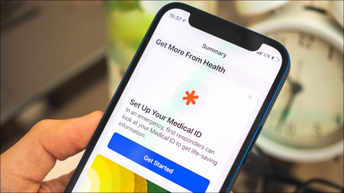Close da tela do iPhone mostrando o aplicativo Medical ID.